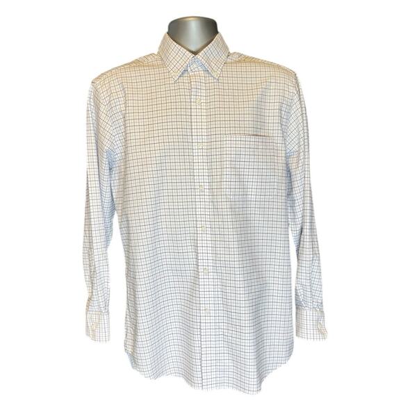 Saddlebred Classic Fit Oxford White and Blue Checked Button Down Size M - Picture 1 of 6